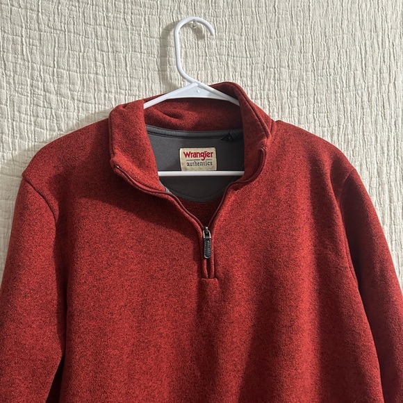 Wrangler Men's Half- Zip Up Red Sweater - Picture 2 of 3